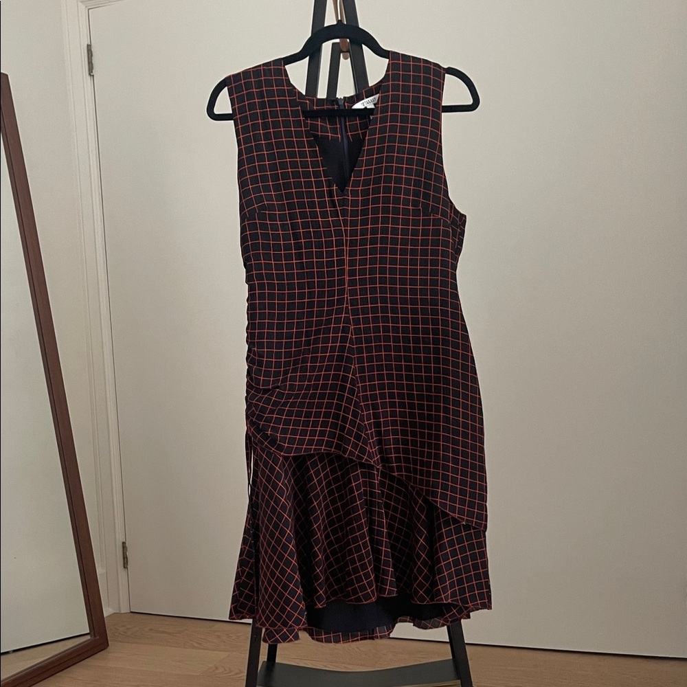 10 Crosby Derek Lam Asymmetrical Black and Red plaid dress